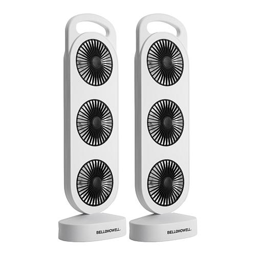 Bell + Howell 2pk Rechargeable 3 Tier Fans with Charging Block