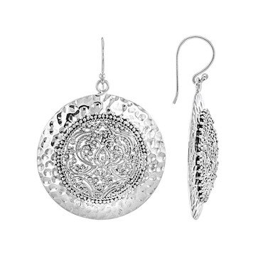 Sterling Silver Filigree & Hammered Statement Earrings