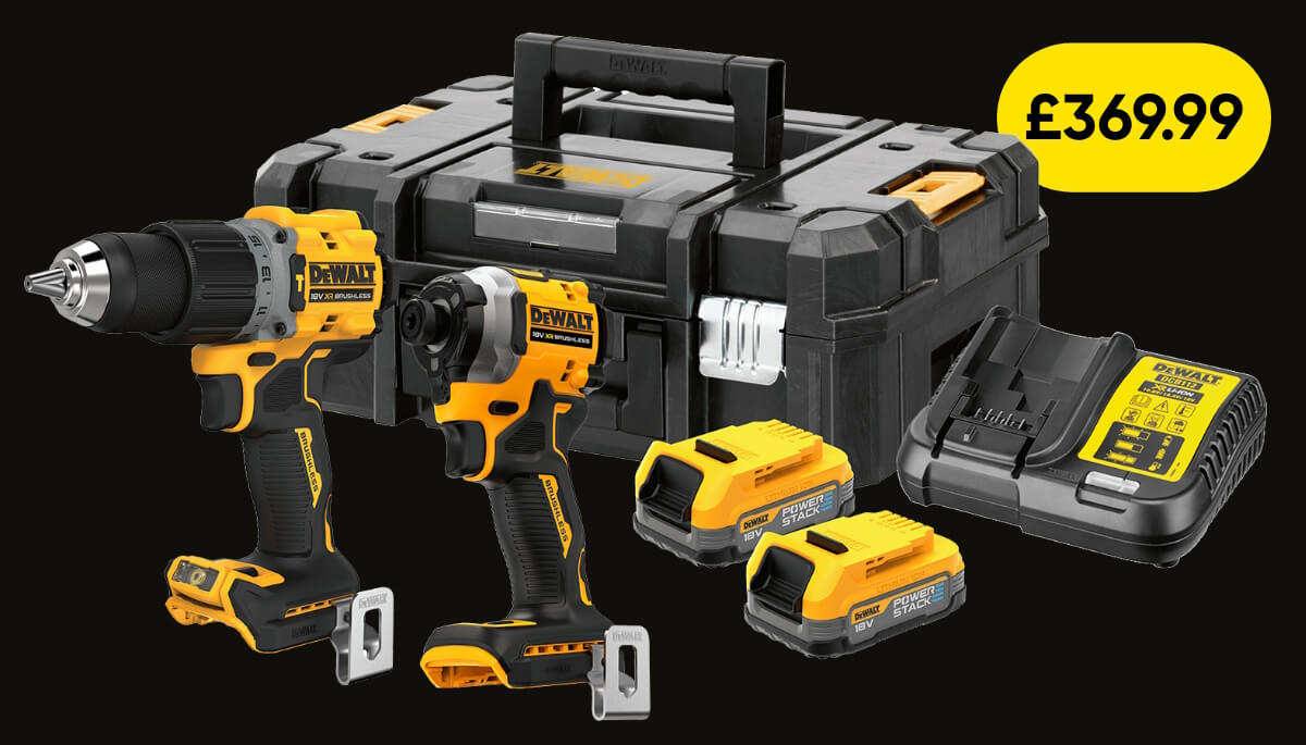 DeWalt DCK2050E2T-GB Powerstack 18V XR Brushless Compact Twin Kit 2 x 1.7Ah