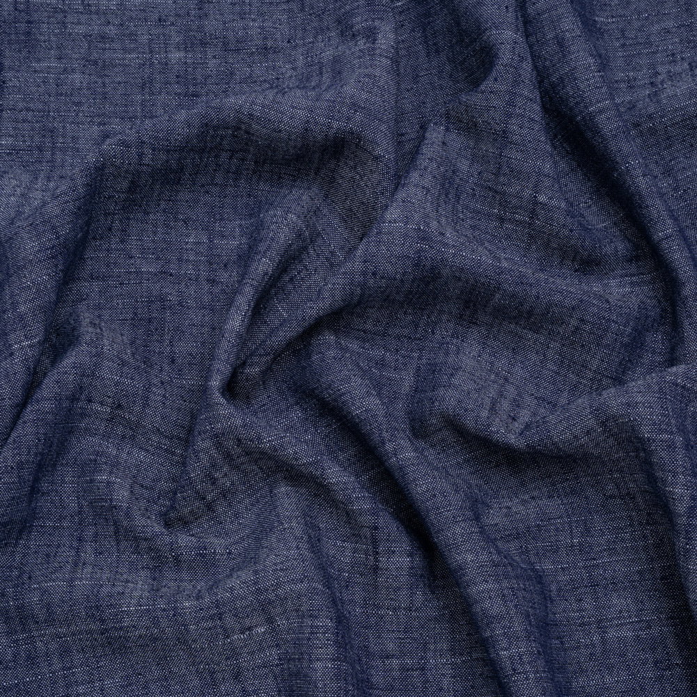 Image of Polyester, Rayon and Linen Denim-Like Woven - Dark Blue - Designer Deadstock