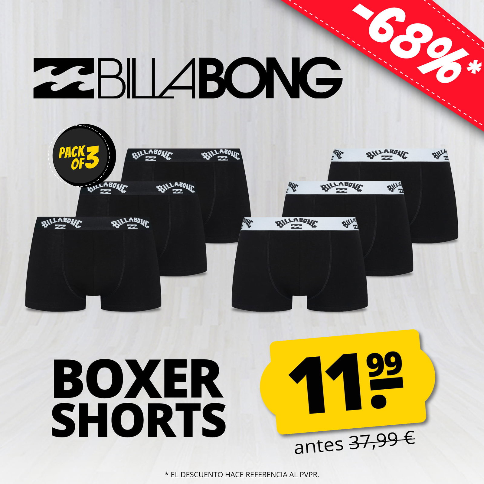 billabong hombre calzoncillos boxer pack de 3
