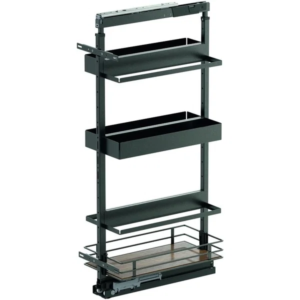 Vauth Sagel 90092000571, 47-1/4 Inch to 57-1/4 Inch Installation Height VS TAL Pantry Flex Tool Configuration Base Pullout for 15 Inch Cabinet Opening Width, Scalea Shelf Style, Carbon Steel Gray / Walnut