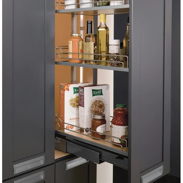  Kessebohmer 63 to 78-3/4 Inches Height Pull-out Pantry Frame with Soft-Close Full-Extension Bottom Mounted Heavy Duty Slide. Required Baskets sold separately. Silver 