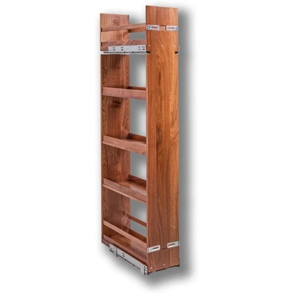 Century Components RIVPO110-55PF, Riviera 11-3/8" Width 5 Shelf Soft Close Tall Pantry Cabinet Organizer with 3 Adjustable Shelves, Blum Movento Slides, Min Cabinet Opening: 11-1/2" Width x, 21-3/4" Depth x, 59-1/4" Height, Walnut