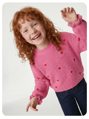 Pullover mit Stickerei und Volantabschlüssen Mädchen - rosa