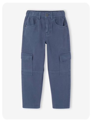 Gerade Jungen Cargohose, Hüftweite SLIM, Bundweite verstellbar - jeansblau