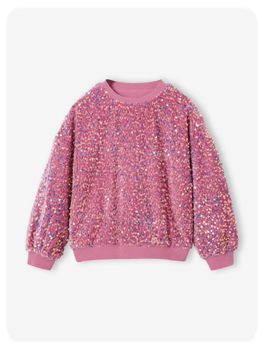 Mädchen Samt-Shirt mit Pailletten - malve
