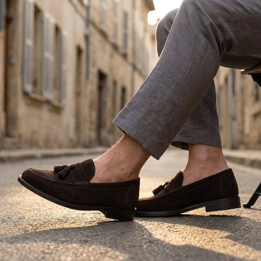 Herring Ancona hybrid-soled loafers in blue suede