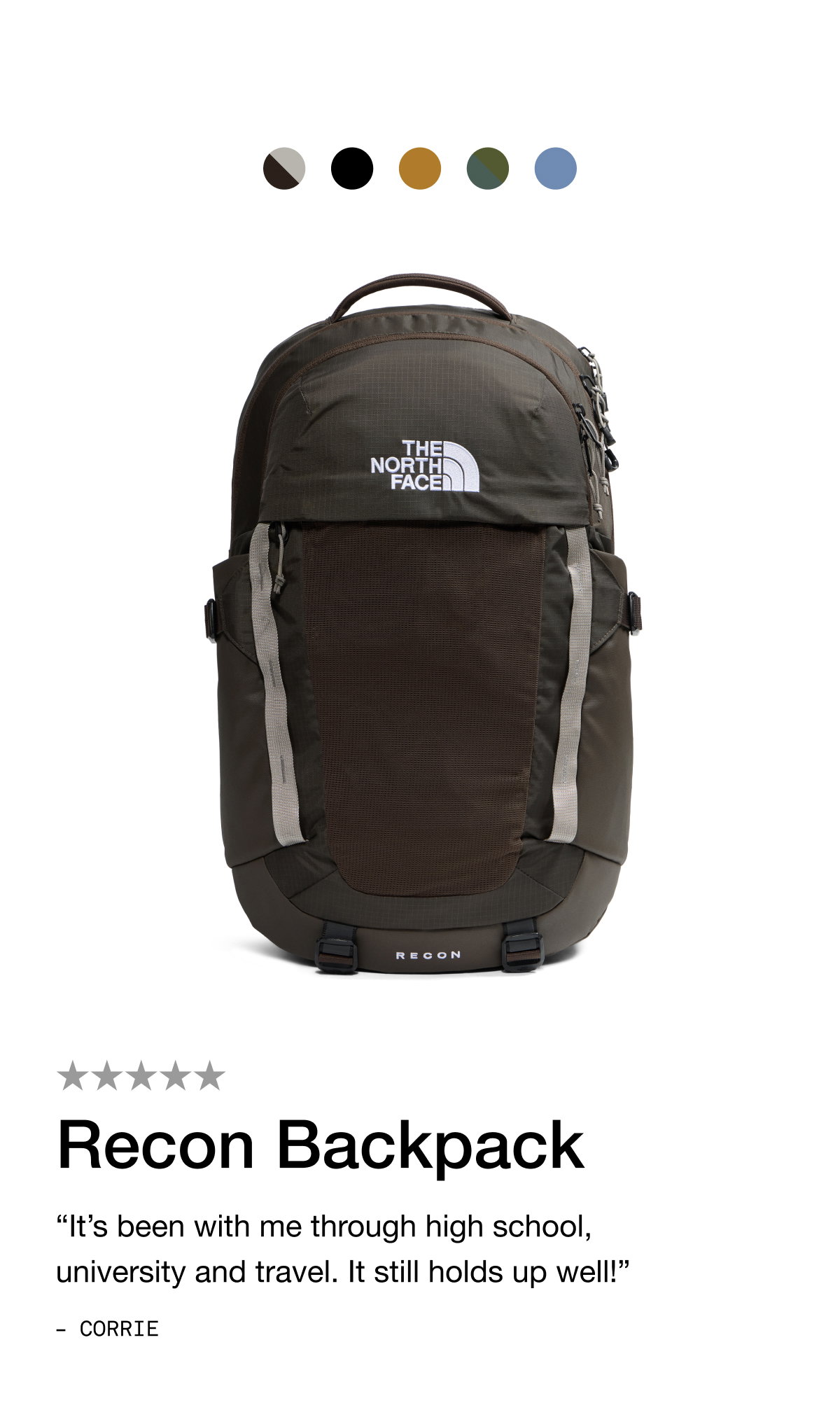 Recon Backpack “It’s been with me through high school, university and travel. It still holds up well!” – Corrie 
