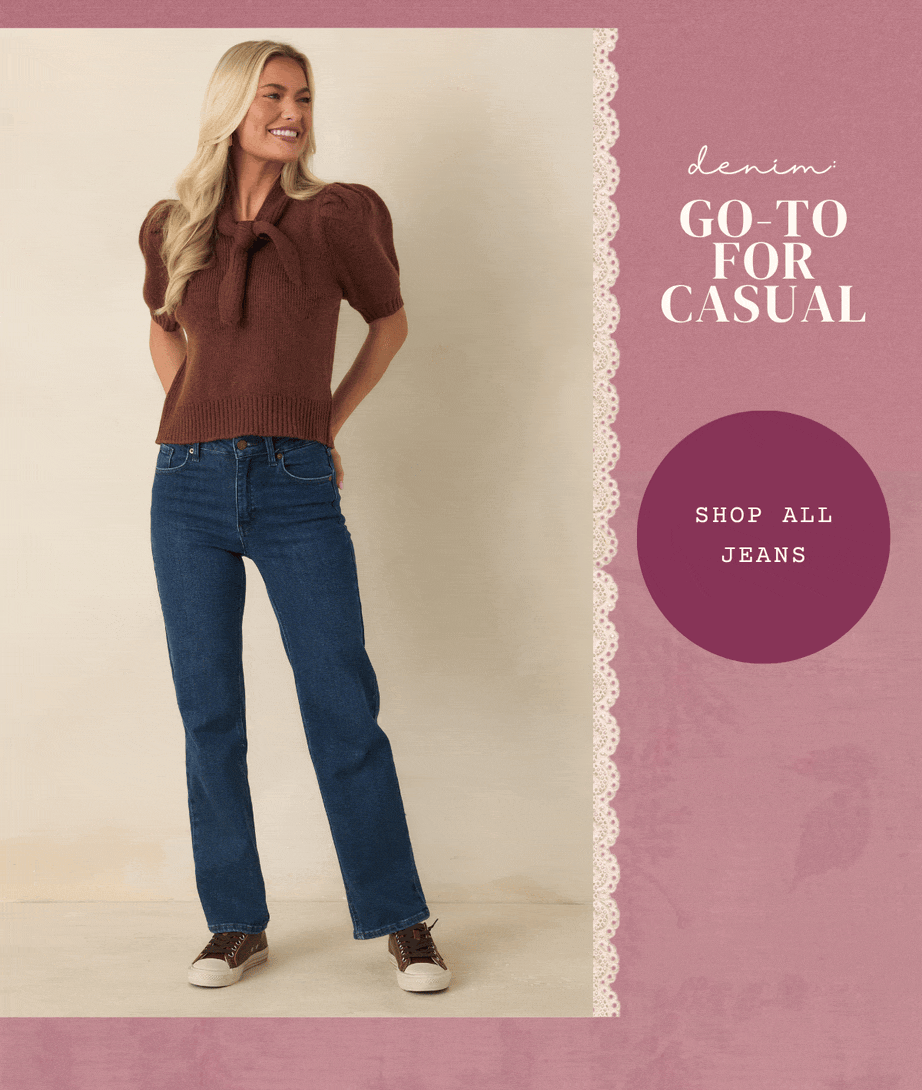 "Denim: go-to for casual. Shop All Jeans."