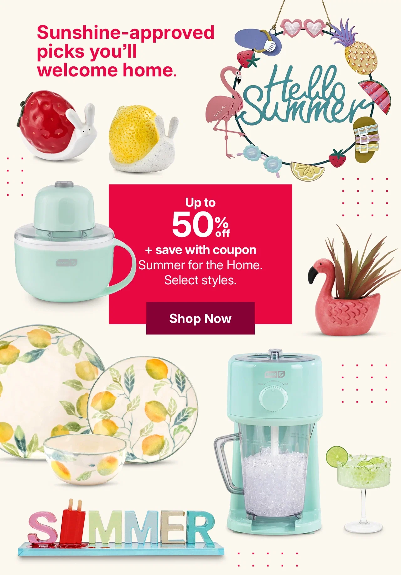 up to 50% off summer for the home