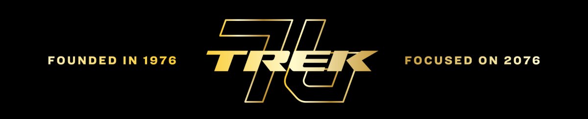 Founded in 1976, focused on 2076 — Trek 76 gold anniversary logo lockup