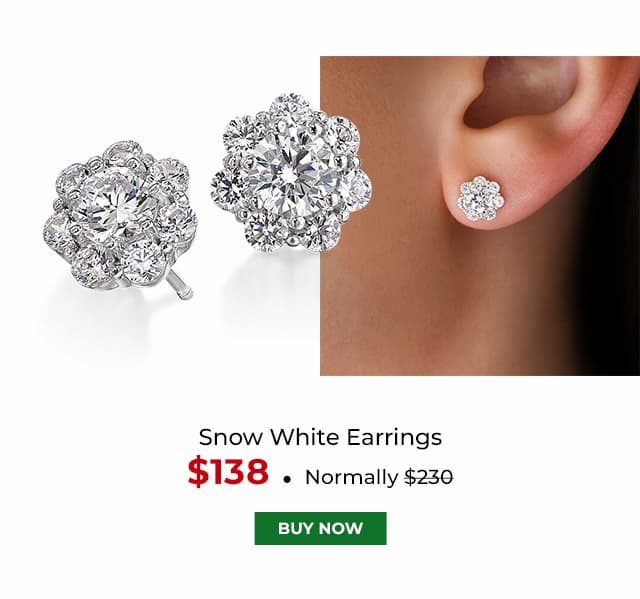 Snow White Earrings Platinum Clad