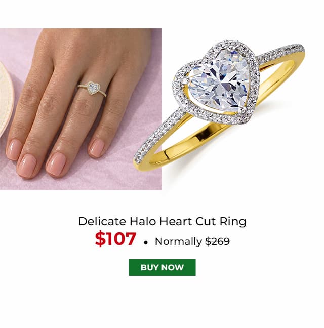 Delicate Halo Heart Ring Gold Clad