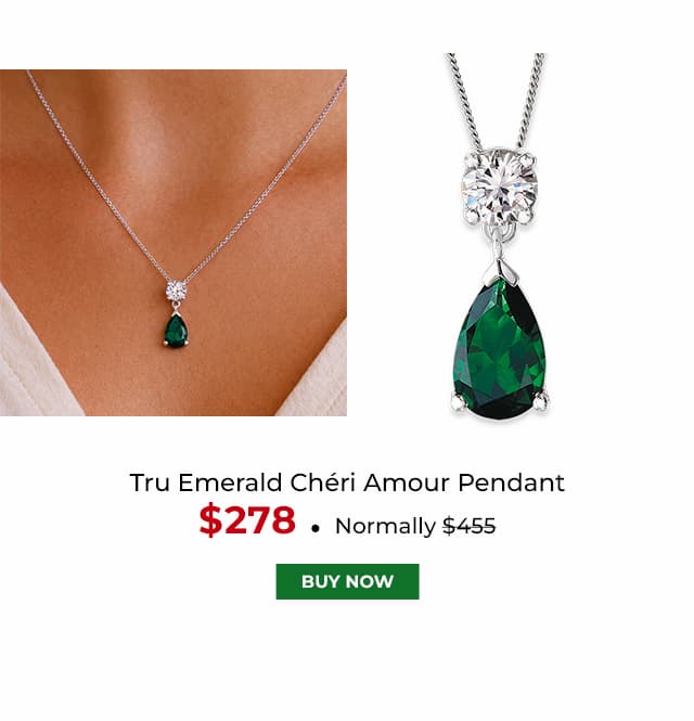Tru Emerald Cheri Amour Pendant Platinum Clad