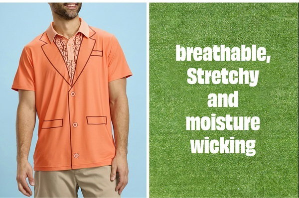 Dumb Golf Polo fabric features - stretch, moisture wicking, soft, wrinkle resistant