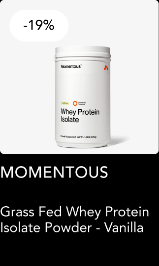Momentous Grass Fed Whey Protein Isolate Vanilla — 19% off. Shop now
