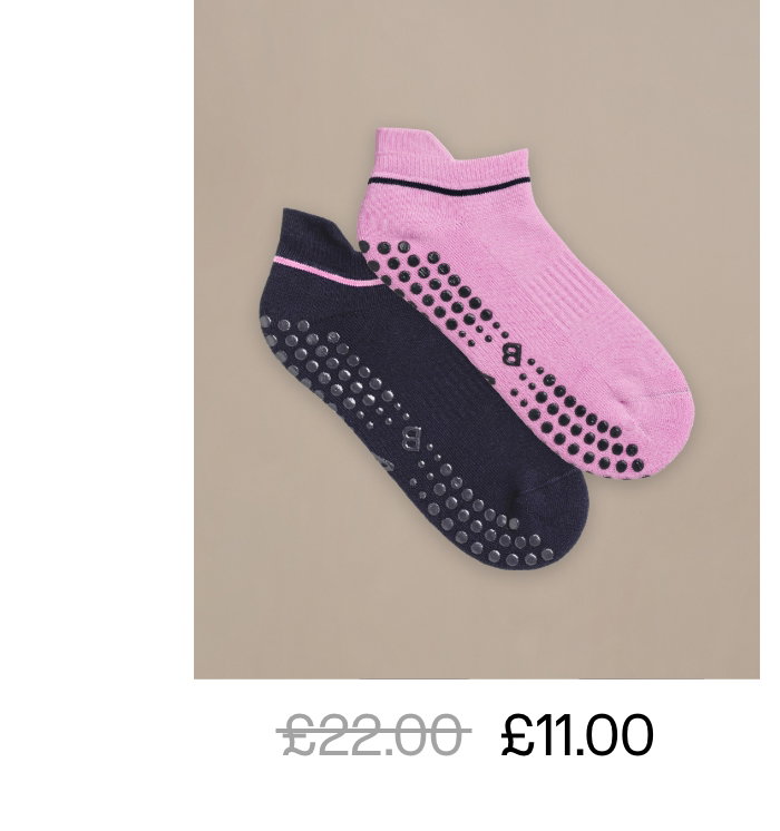 Pilates Grip Short Socks – 2 Pack