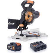 Evolution R185CMS-Li 18V 185mm Compound Mitre Saw, 4.0Ah Battery, Charger & Spare Blade