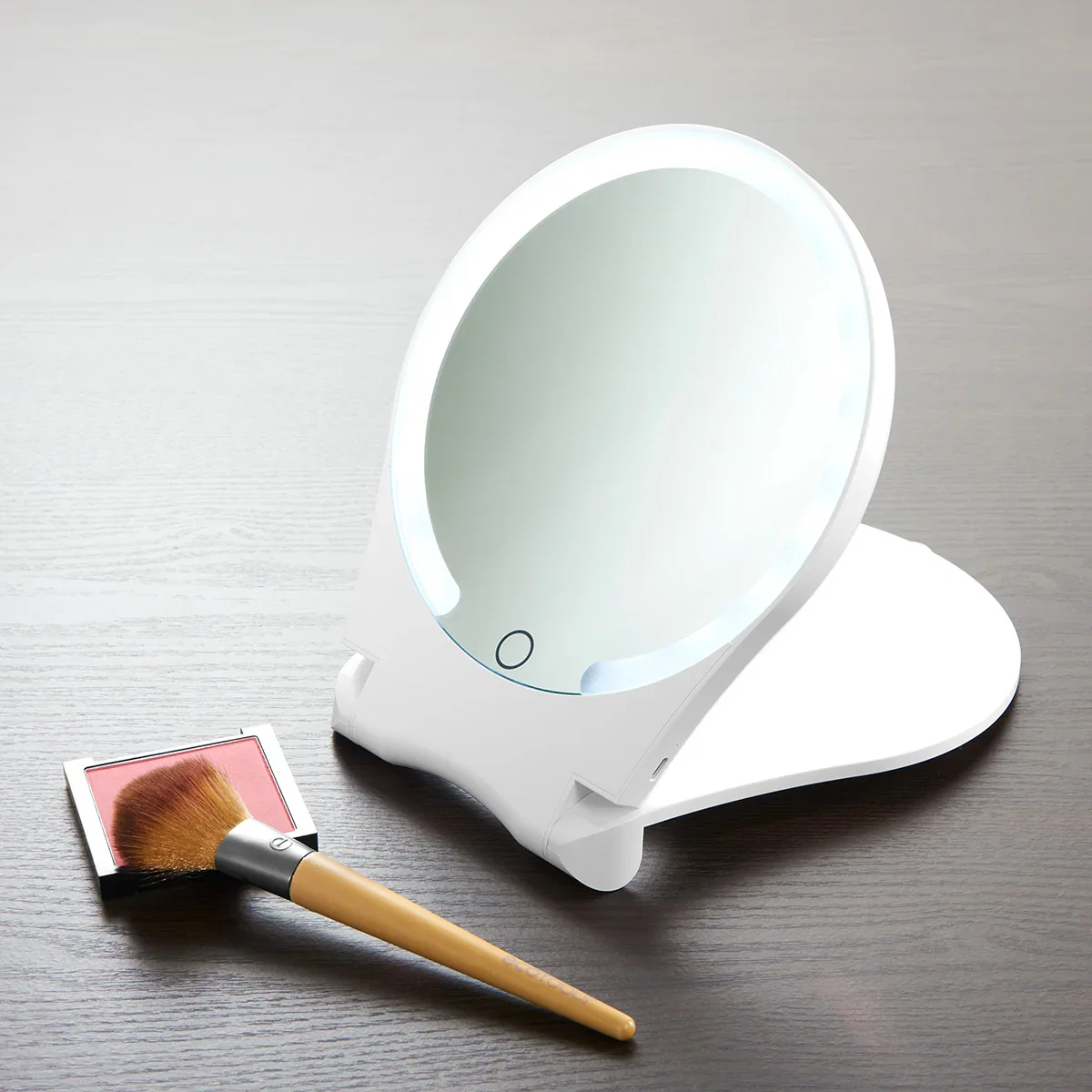 Image of 10X Lighted Folding Travel Mirror by Sharper Image