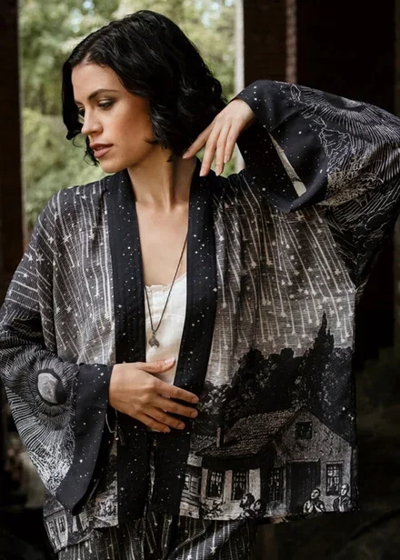 Market Of Stars Stargazer Falling Stars Korte Kimono Zwart