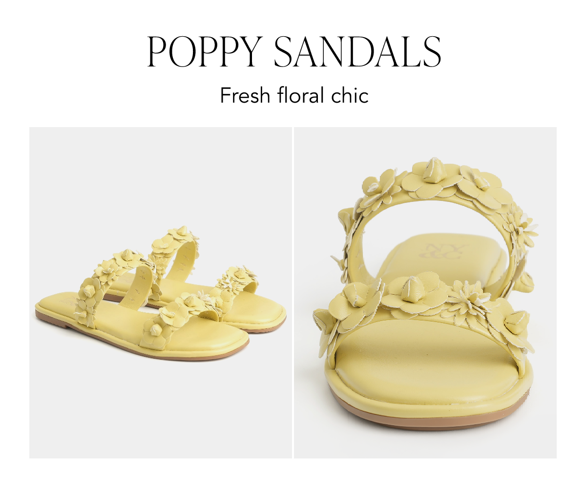 Poppy Sandals. Fresh floral chic.