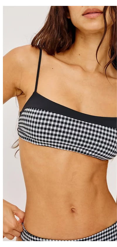 Corfu Top In Black And White Gingham