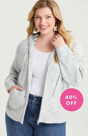 Zip Through Hooded Cardigan in Heather Grey