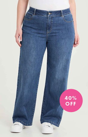 Cotton Sculpting Wide Leg Jean in Mid Blue