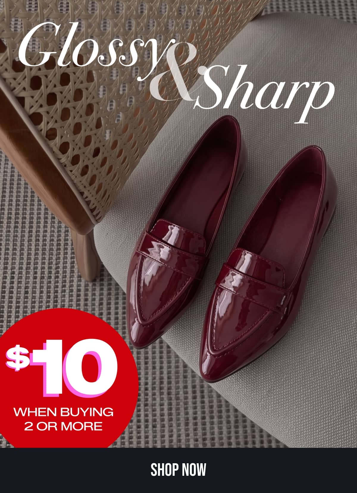 Glossy & Sharp - Shop Faux Leather Pointed Toe Loafers