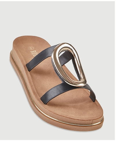 Shop Metallic Pendant Double Band Footbed Sandals