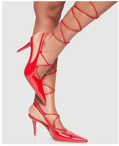 Shop Strappy Lace Up Pointed Toe Stiletto Heels