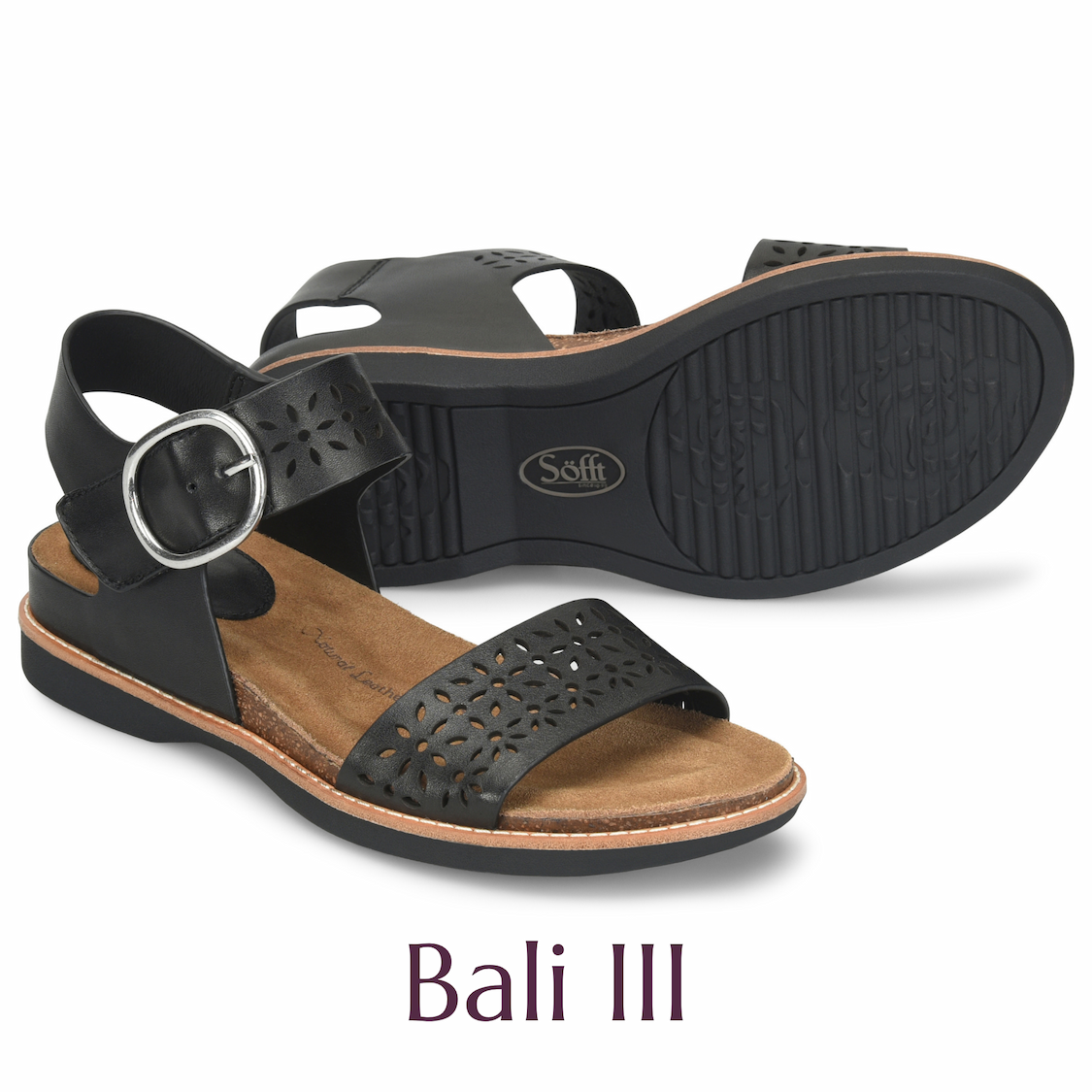 Söfft Bali flat sandal in black