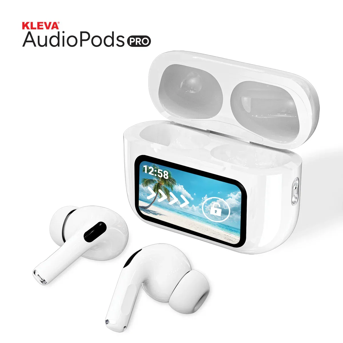 Image of Kleva True Wireless Noise Cancelling AudioPods Pro with Touch Screen & Charging Case