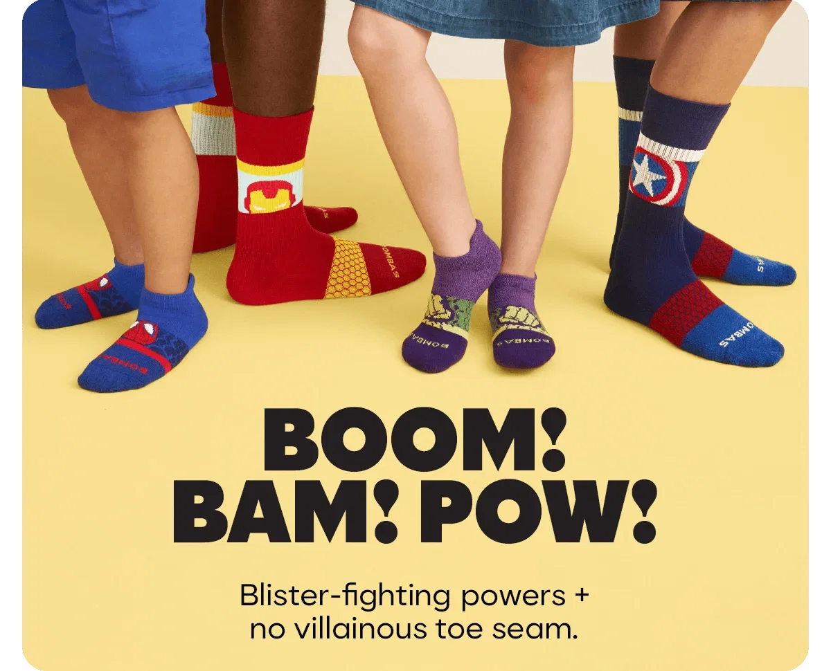 BOOM! BAM! POW! Blister-fighting powers + no villainous toe seam.