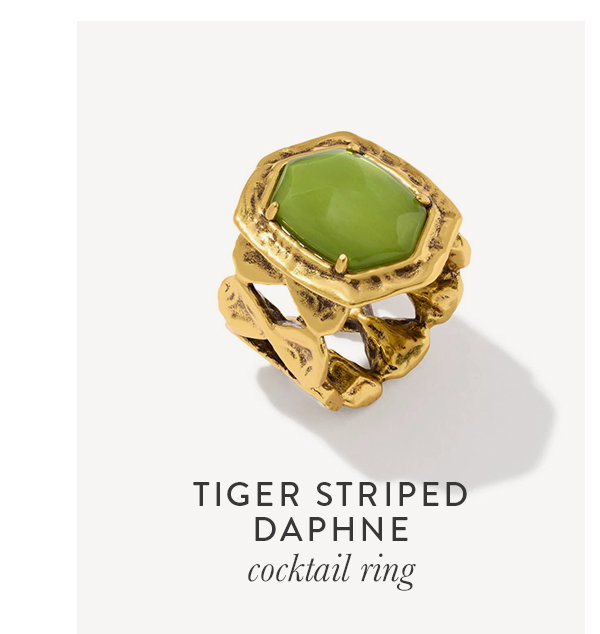 Tiger striped daphne cocktail ring