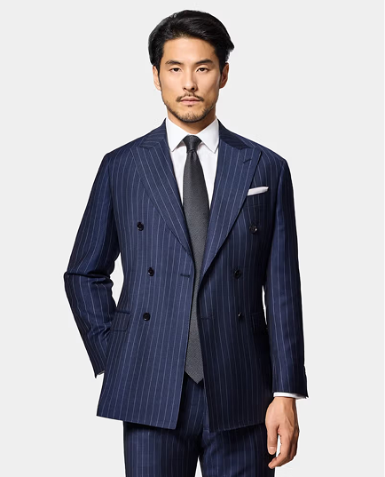 Slim Fit Navy Chalk Stripe Suit Jacket