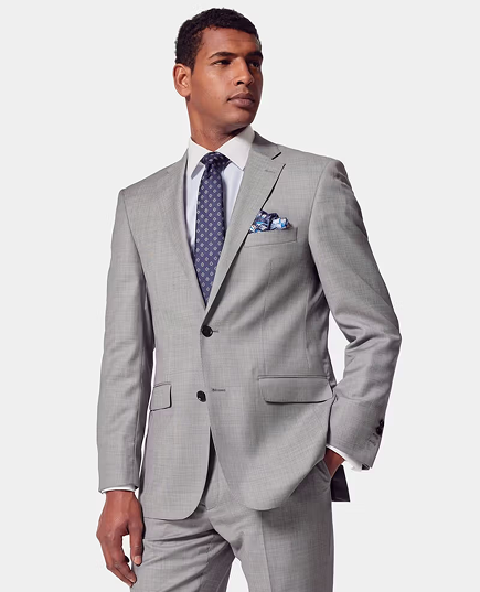 Classic Fit Light Grey Twill Suit Jacket