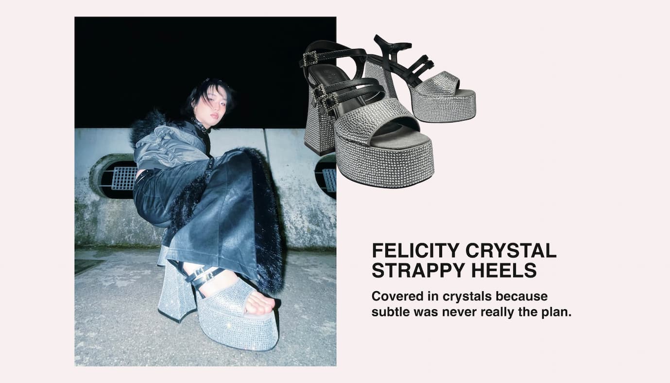 Felicity Crystal Strappy Heels- Silver
