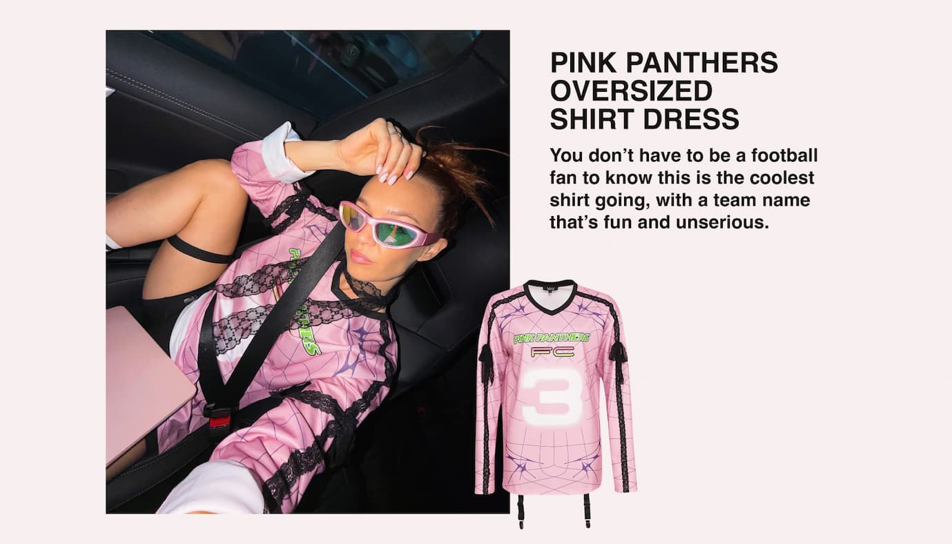 Pink Panthers Oversized Shirt Dress - Blossom