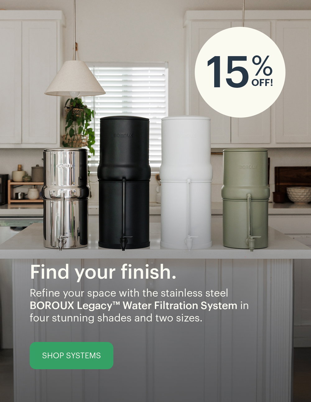 Find your finish. 15% Off