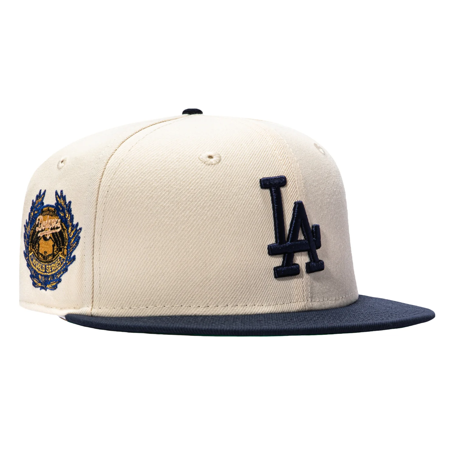 Image of New Era 59Fifty Los Angeles Dodgers 1963 World Series Patch Hat - Cream, Navy