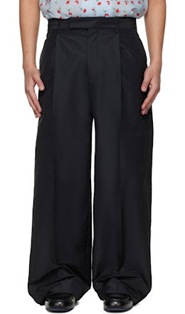 Black Pleated Taffeta Trousers - Jil Sander