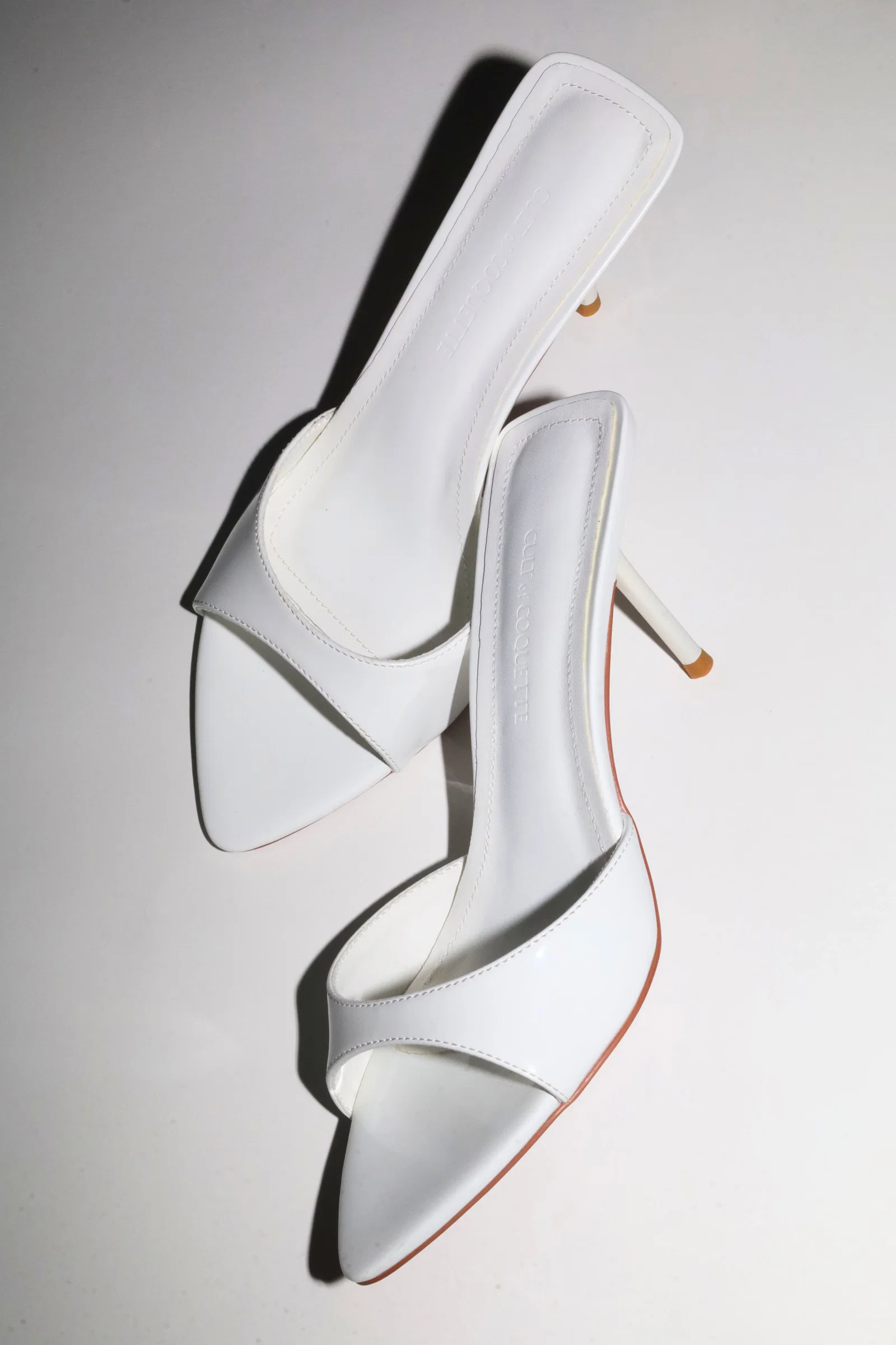 Image of Zena White Patent Vegan Mules 80 mm