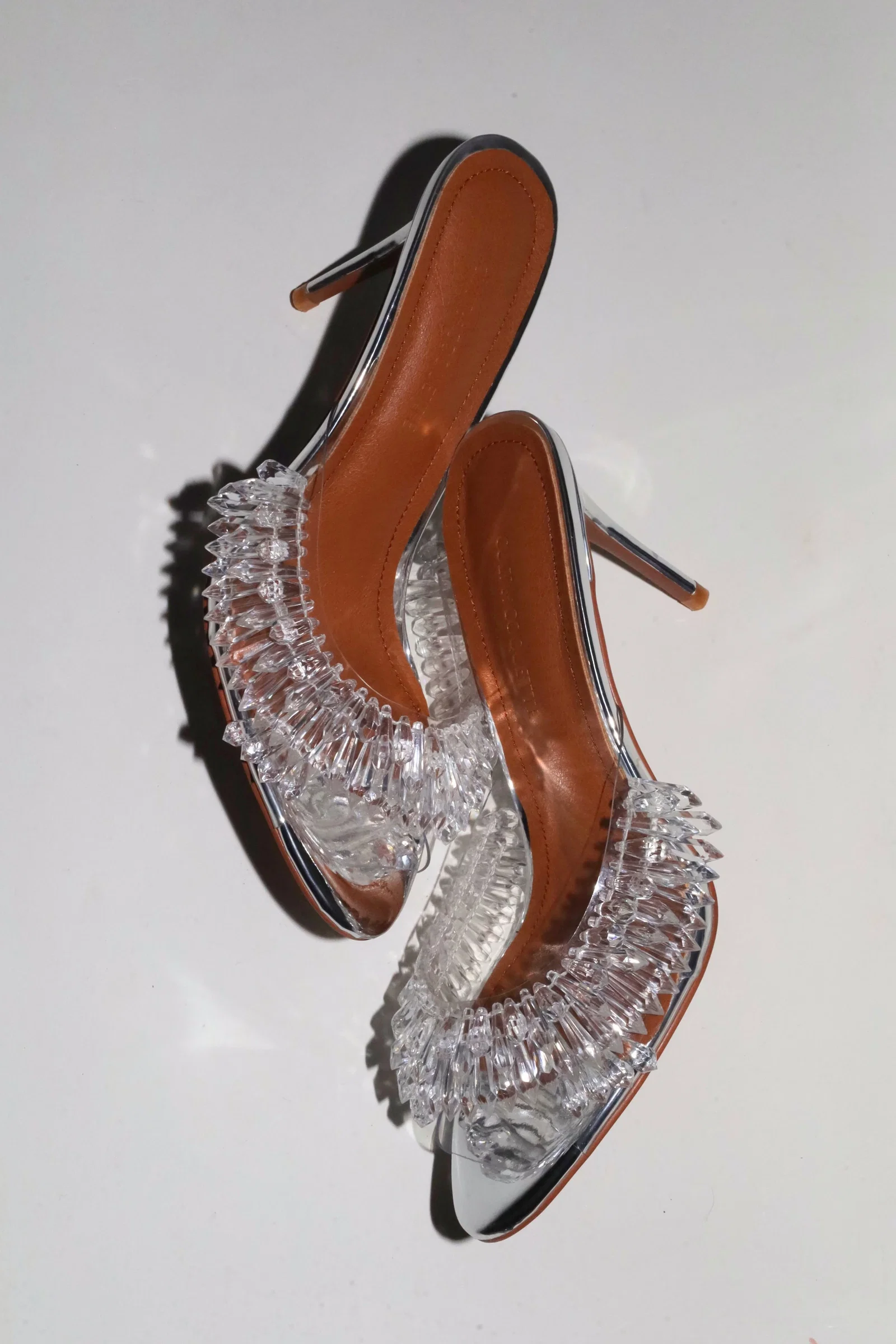 Image of Goldie Clear Drip Chandelier Open Toe Mules 80 mm