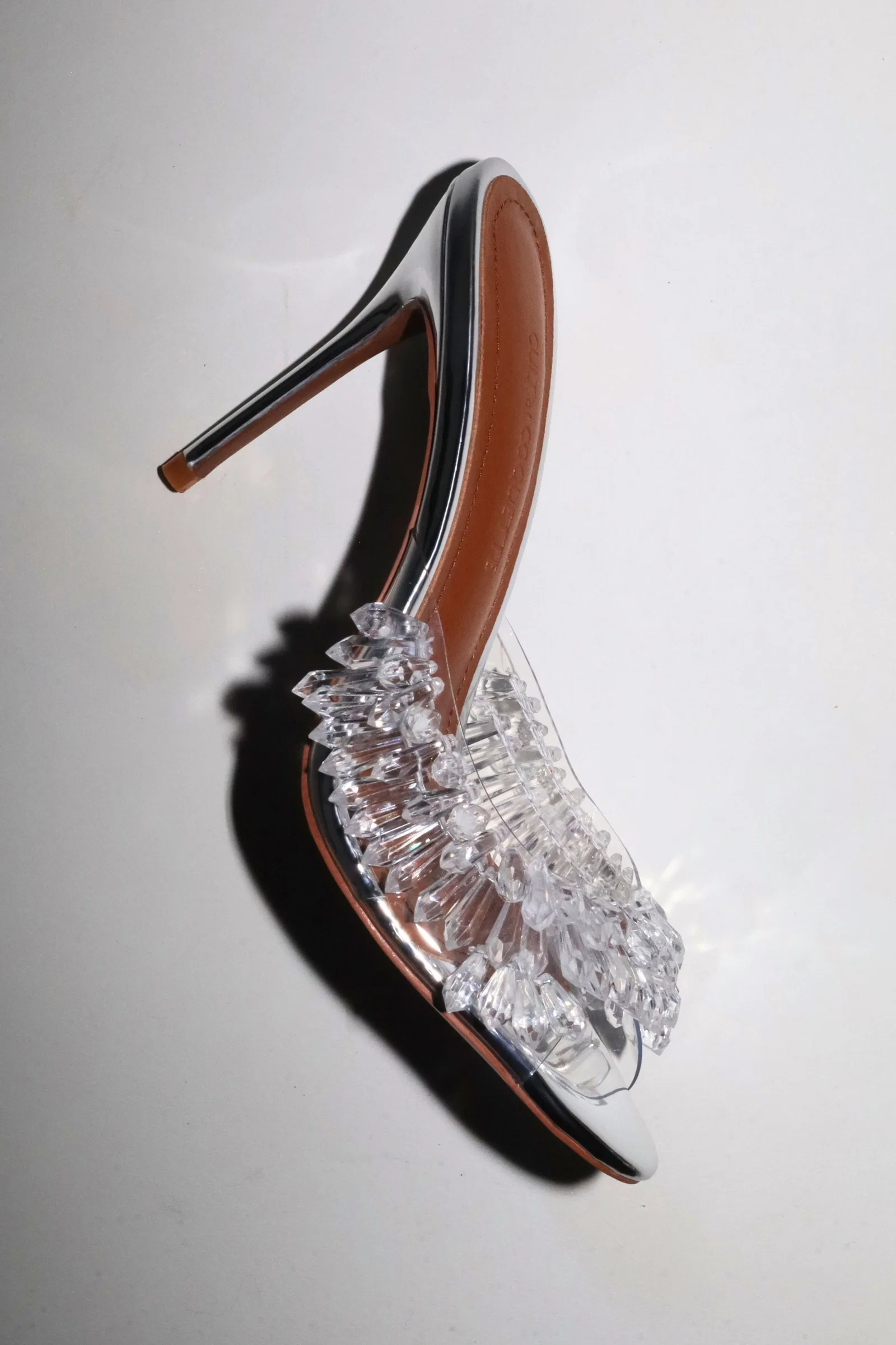 Image of Goldie Clear Drip Chandelier Open Toe Mules 100 mm