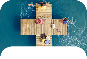 Raft on the water