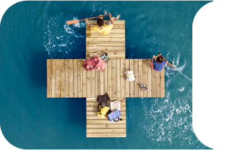 Raft on the water