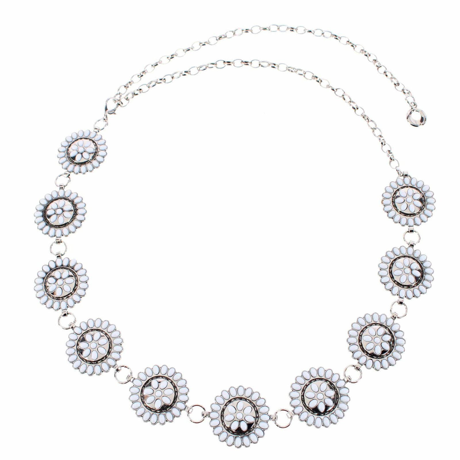 Image of CTM® Women's Circle Stone Beaded Concho Chain Belt 