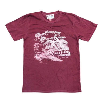Left Field x Rockaway Beach Surf Club Cotton Maroon Crew (check sizing specs)